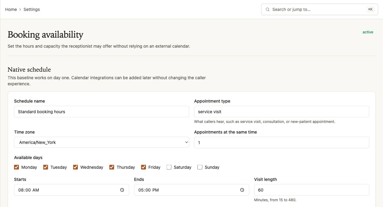 Rally native booking availability controls